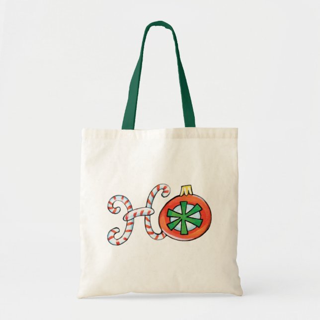 Tote Bag Joli texte de Noël, Ho dans les Sucres de canne Or (Devant)