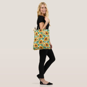 Tote Bag Joli tournesol Jaune et Motif vert