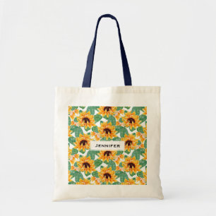 Tote Bag Joli tournesol Jaune & Motif vert