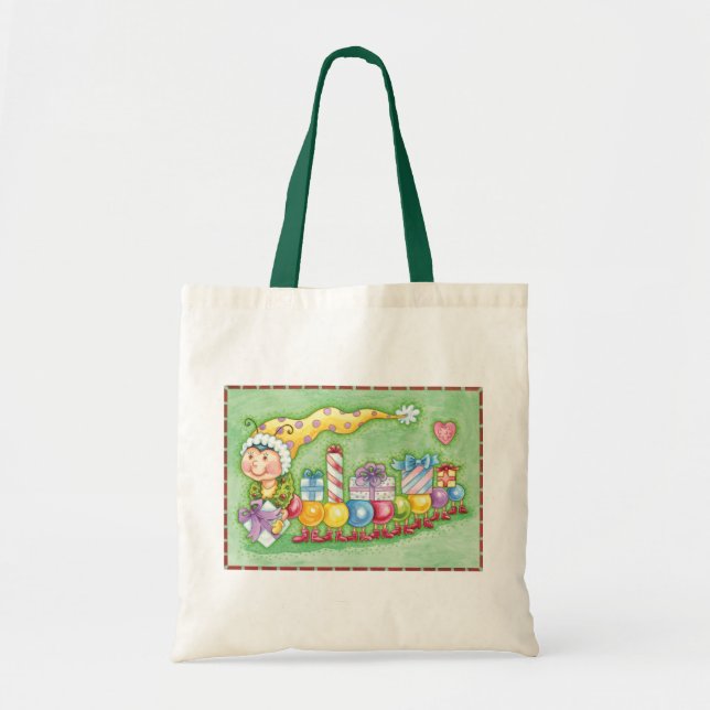Tote Bag Joli train chenille de Noël avec des cadeaux (Devant)