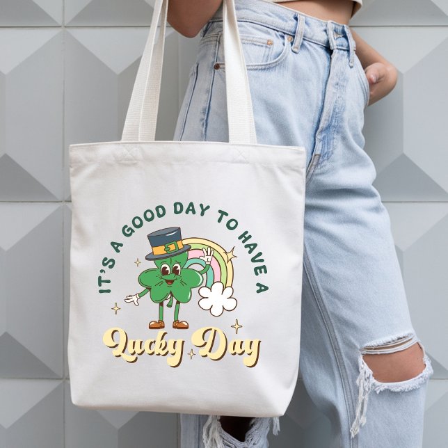 Tote Bag Joli trèfle chanceux rétro Saint-Patrick (Créateur téléchargé)