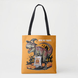 Tote Bag joli trex portant sorcières casquette blanc person