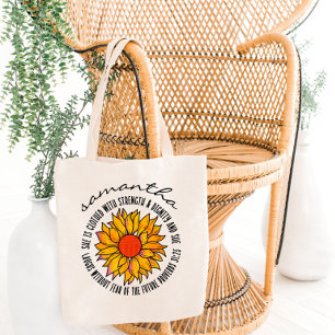 Tote Bag Joli verset biblique sur le tournesol Proverbes 31
