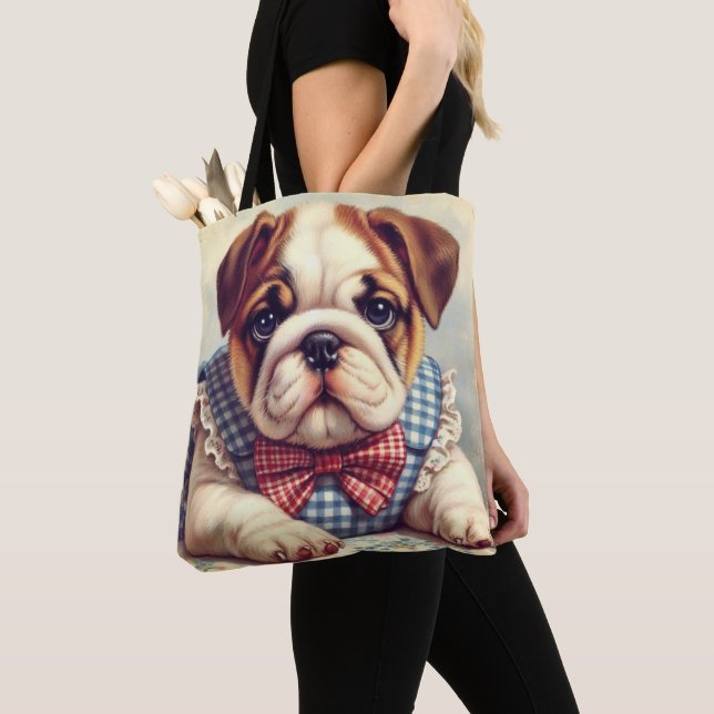 Tote Bag Joli Vintage anglais Bulldog Art (De près)