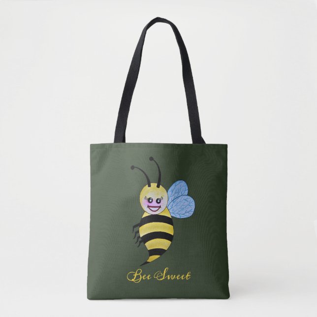 Tote Bag Jolie Abeille Aquarelle Avec Un Bon Sourire (Devant)