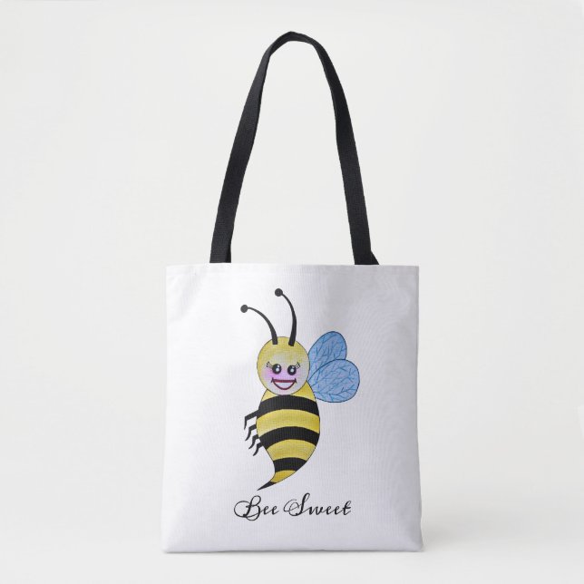 Tote Bag Jolie Abeille Aquarelle Avec Un Bon Sourire (Devant)