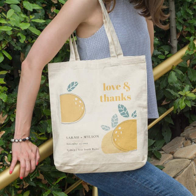 Tote Bag Jolie Abstraite Fruité citron Gras Mariages Merci (Créateur téléchargé)