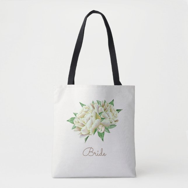 Tote Bag Jolie aquarelle crème pivoines (Devant)