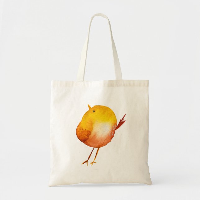 Tote Bag Jolie aquarelle d'oiseau jaune (Devant)