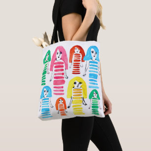 Tote Bag Jolie aquarelle filles art moderne funky