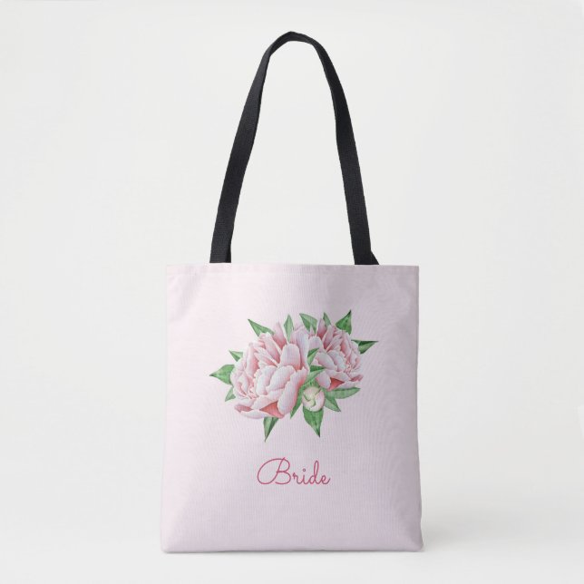 Tote Bag Jolie aquarelle rose Peony (Devant)