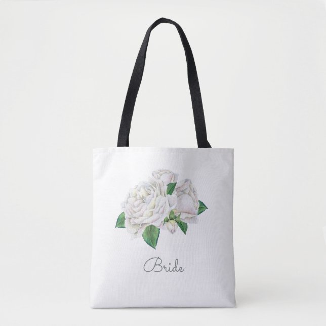 Tote Bag Jolie aquarelle Roses blanches (Devant)