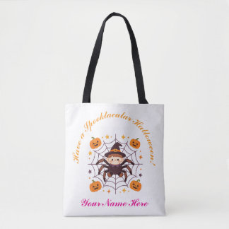 Tote Bag Jolie araignée d'Halloween sorcière nom personnali