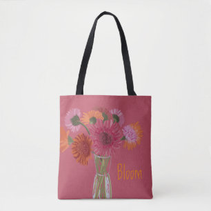 Tote Bag Jolie Art GerberaFlower Illustration moderne+ Nom