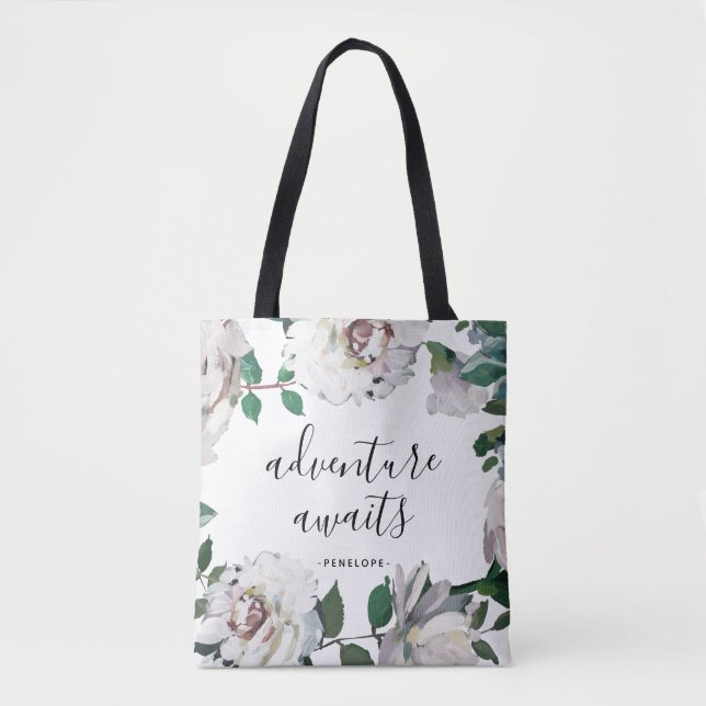 Tote Bag Jolie aventure florale attend avec le nom (Devant)