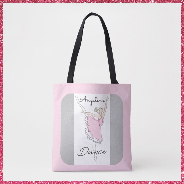 Tote Bag Jolie Ballerina dansante en Tutu rose (Créateur téléchargé)