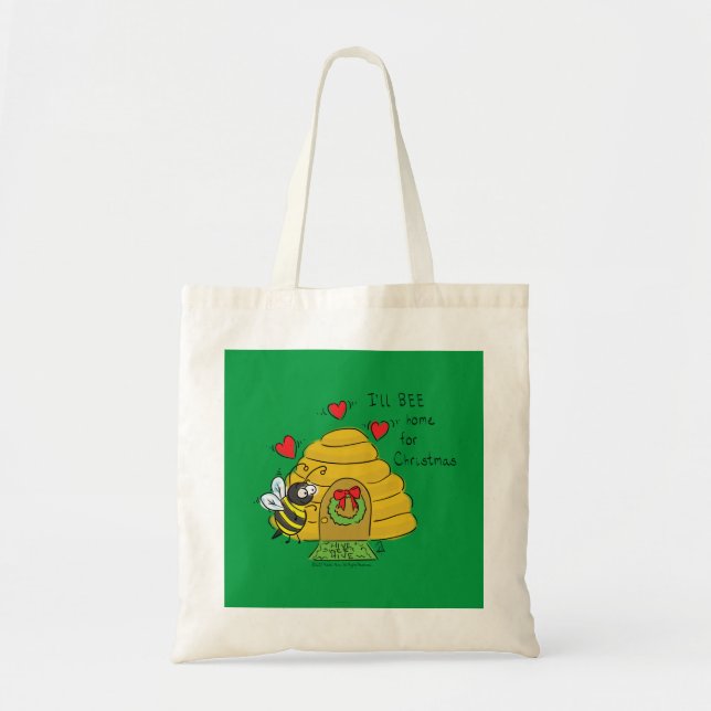 Tote Bag Jolie Bee Christmas Drôle Cartoon de vacances (Devant)