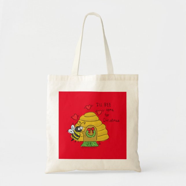 Tote Bag Jolie Bee Christmas Drôle Cartoon de vacances (Devant)