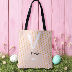 Tote Bag Jolie Carottes Et Lapin De Pâques Rose Vert