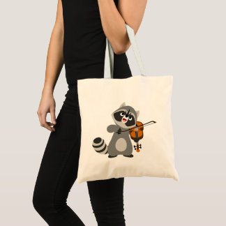 Tote Bag Jolie Cartoon Raccoon Jouer du violon