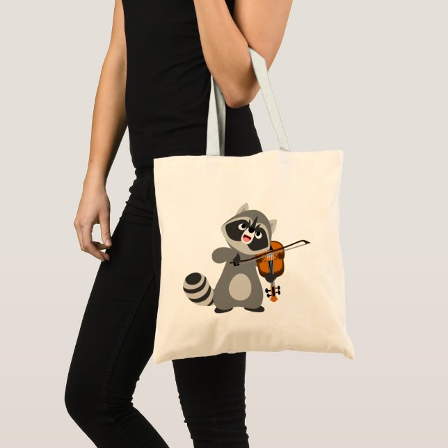 Tote Bag Jolie Cartoon Raccoon Jouer du violon (Devant (produit))