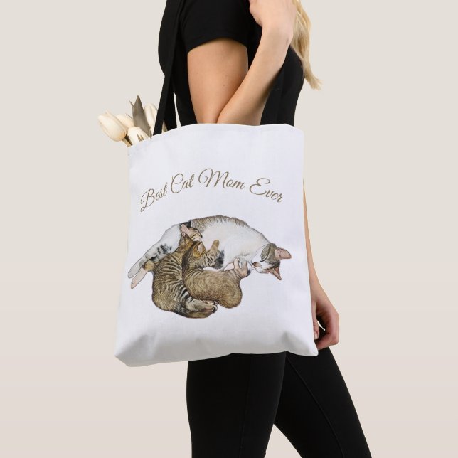 Tote Bag Jolie chatte maman allaitant ses petits chatons (De près)