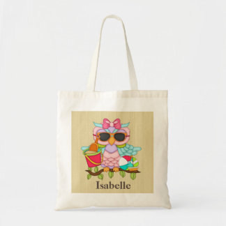 Tote Bag Jolie chouette de plage ajouter le nom fourre-tout