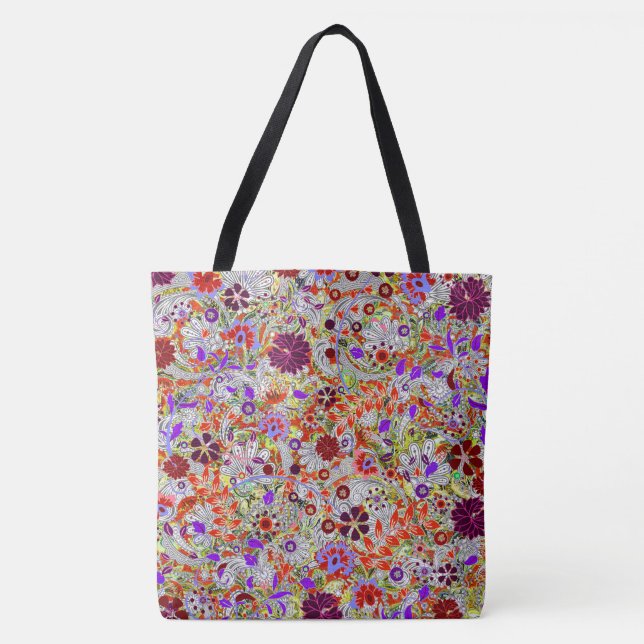 Tote Bag Jolie couleur fleurs collage design (Devant)