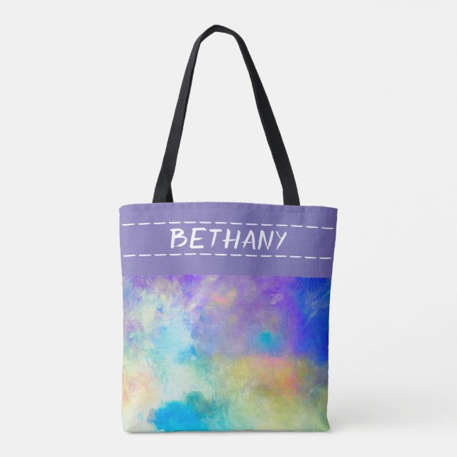 Tote Bag jolie couleur violet aquarelle artistique personna (Dos)