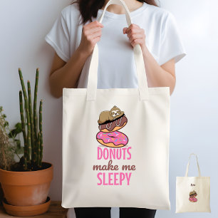 Tote Bag Jolie fentes cousues reposantes sur des beignes d'