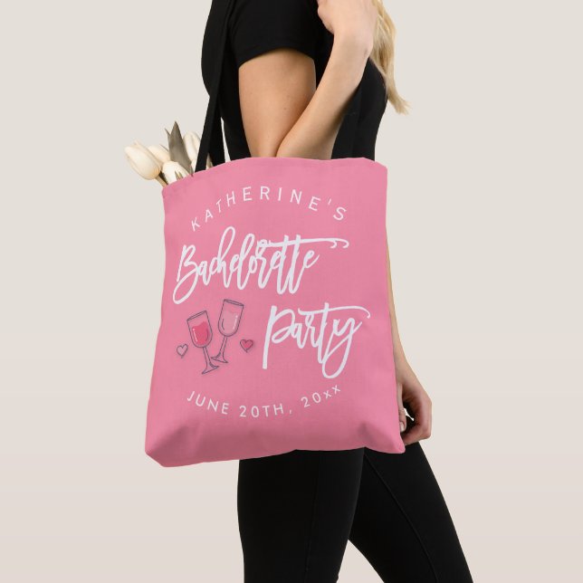 Tote Bag Jolie fête de bachelorette rose (De près)