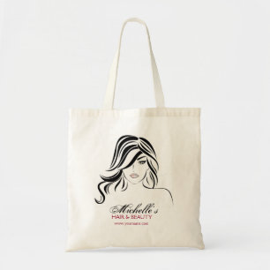 Tote Bag Jolie fille avec cheveux ondulés et Icône maquilla