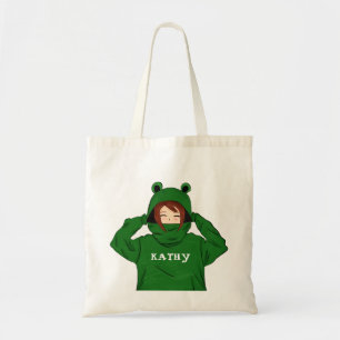 Tote Bag Jolie fille avec dessin de la grenouille verte