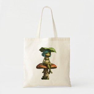 Tote Bag Jolie Fille Grenouille Assise sur Champignon