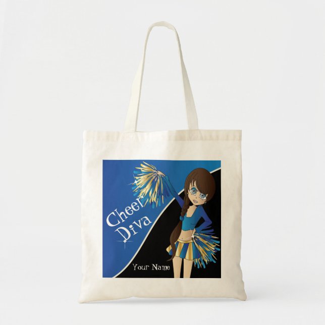Tote Bag Jolie fille Pom-pom girl en bleu (Devant)