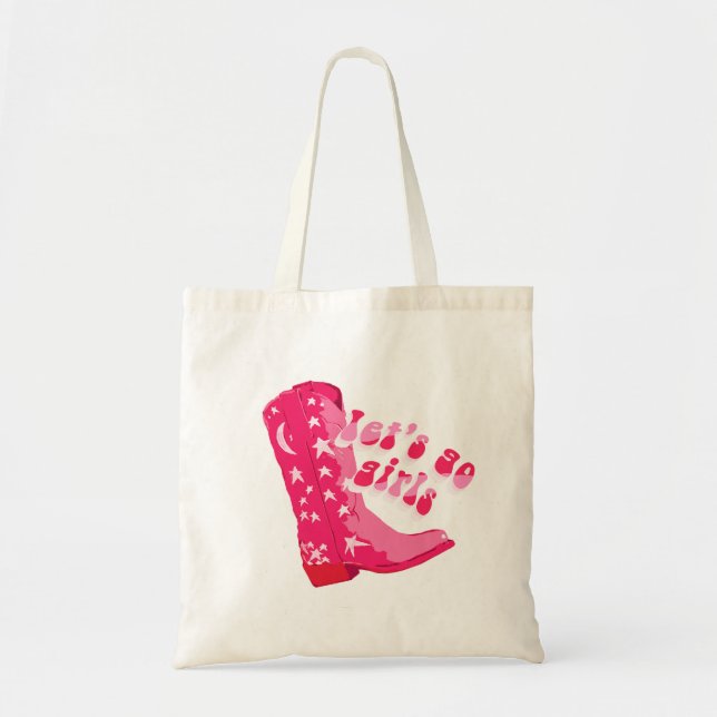 Tote Bag Jolie fille rose rouge Disco Cowgirl Boot (Devant)