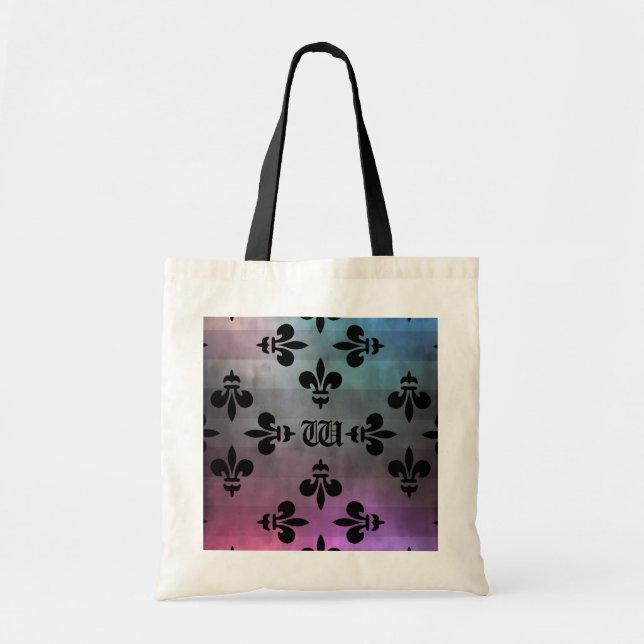 Tote Bag Jolie fleur de lis motif monogrammed (Devant)