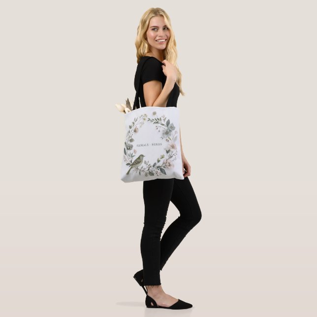 Tote Bag jolie fleur et petit oiseau (Sur le modèle)