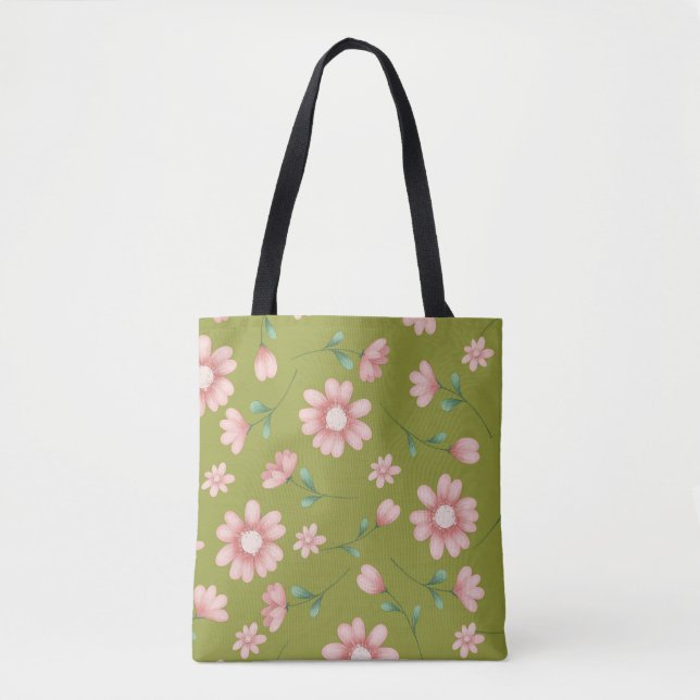 TOTE BAG JOLIE FLEURS ROSES (Devant)