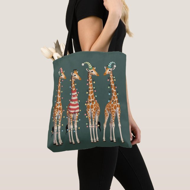 Tote Bag Jolie Giraffe de Noël Drôle Amoureux des animaux d (De près)
