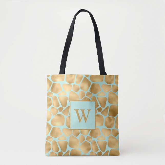 Tote Bag Jolie Giraffe Spots Mint et Golden (Devant)