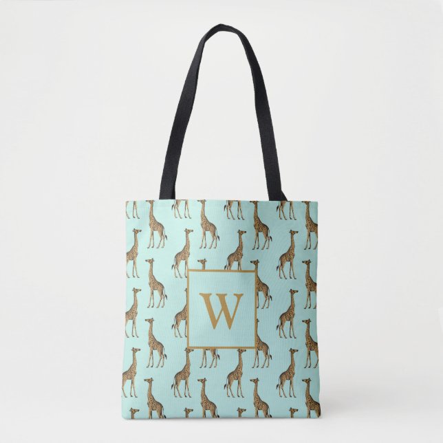 Tote Bag Jolie Giraffes Monogramme Initial (Devant)