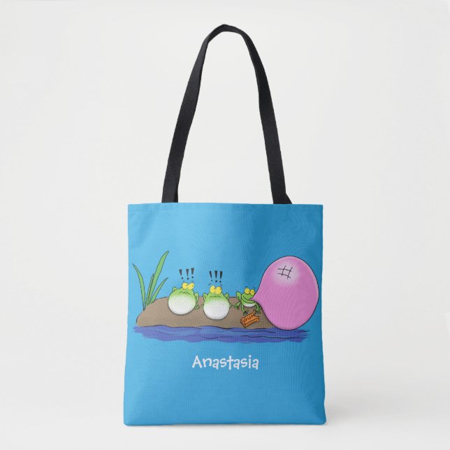 Tote Bag Jolie grenouilles drôles bubblegum dessin animé il (Devant)