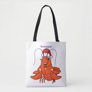 Tote Bag Jolie homard heureux portant un chapeau de Noël de