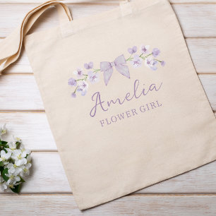 Tote Bag Jolie Lavande Florale Fille Fleur de Bow