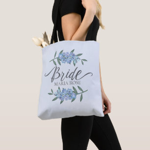 Tote Bag Jolie mariée bleue Floral Personnalisé Personnalis