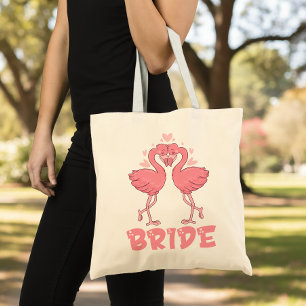Tote Bag Jolie mariée Flamant rose Mariage Tropical Plage