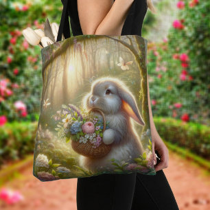 Tote Bag Jolie Panier de Pâques Fleurs de lapin