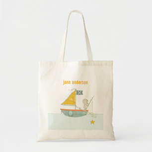 Tote Bag Jolie Pêche Ours Star Voilier Enfants Monogramme