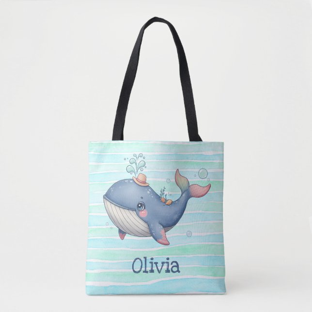 Tote Bag Jolie petite baleine mignonne et originale (Devant)